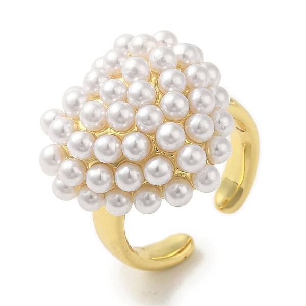 Rack Plating Brass Micro Pave Pearl Rings
