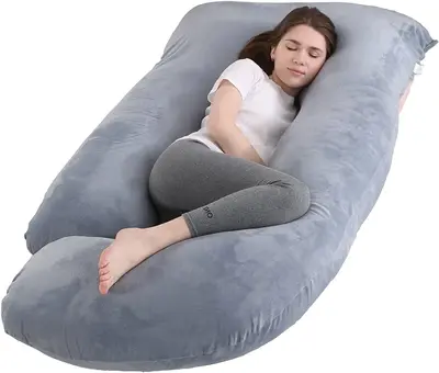 2Mama Pregnancy Pillow J Shaped Full Body Pillow with Velvet Cover Grey Maternity Pillow for Pregnant Women,60 inch Full Body...