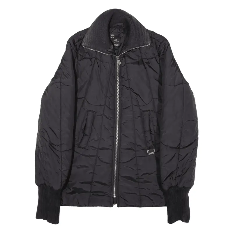 DIESEL Insulated Coat Black Nylon Womens M