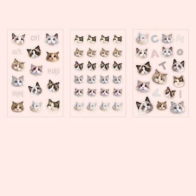 3 Sheets PVC Waterproof Decorative Kitten Stickers