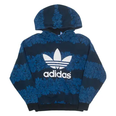 ADIDAS Floral Womens Blue Hoodie UK 8