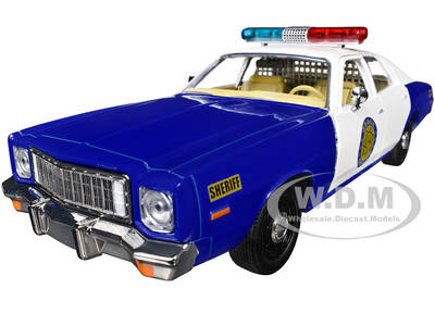 1975 Plymouth Fury Osage County Sheriff Blue and White 1/24 Diecast Model Car by Greenlight