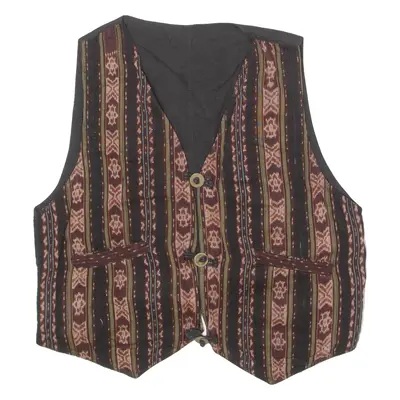 Mens Waistcoat Maroon 90s Striped M