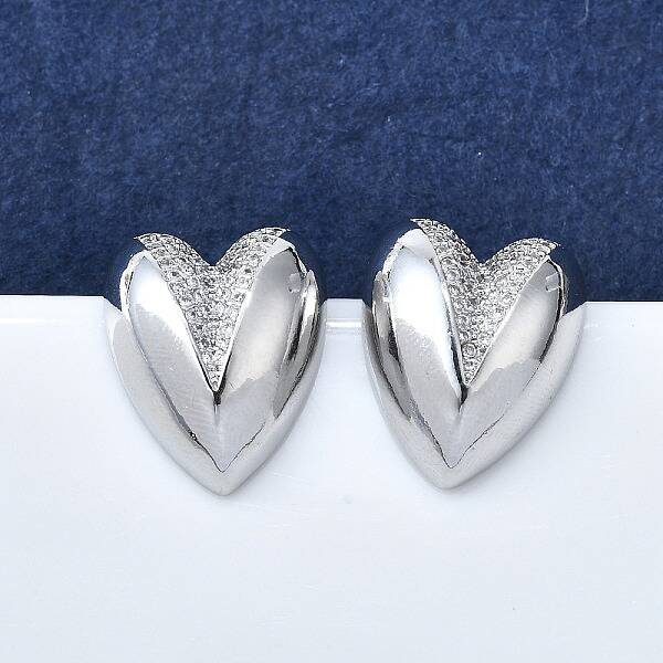 Brass Micro Pave Clear Cubic Zirconia Stud Earrings for Women