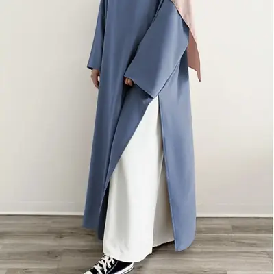 Modern Casual Fashion Slit Abaya & Robe MA063 - Versatile Top for Versatile Wear with Adjustable Slit Women Muslims Clothin...