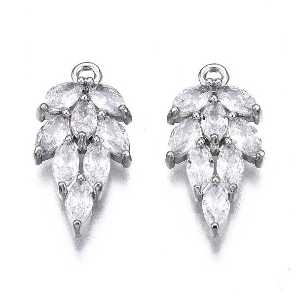 Brass Inlaid Clear Cubic Zirconia Pendants