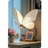 Butterfly Design Wall Art, 1 Count Retro Butterfly Table Lamp Metal Tin Sign, Wall Decor for Home Bedroom Bar Cafe Library Ga...