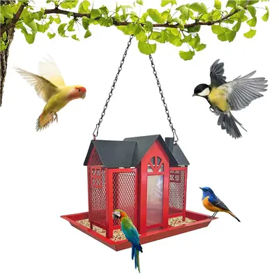 Outdoor Bird Feeder House, Large Capacity Bird Feeder with 3 Feeding Ports, Weatherproof & Durable Bird Feeder for Outdoor Ya...