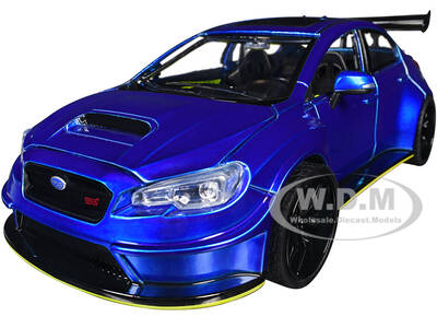 2016 Subaru WRX STI Widebody Blue Metallic JDM Tuners Series 1/24 Diecast Model Car by Jada
