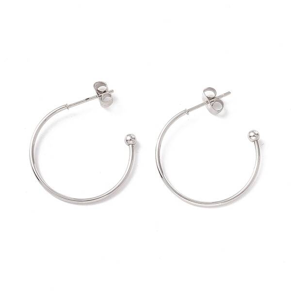 Non-Tarnish 304 Stainless Steel C-shape Stud Earrings