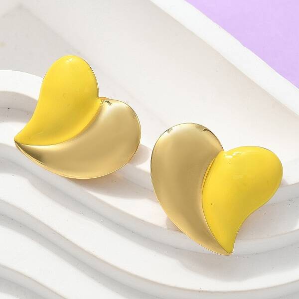 Heart 304 Stainless Steel Stud Earrings