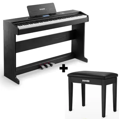 Donner DDP-95 Weighted Upright Digital Piano - Black / Piano+Bench