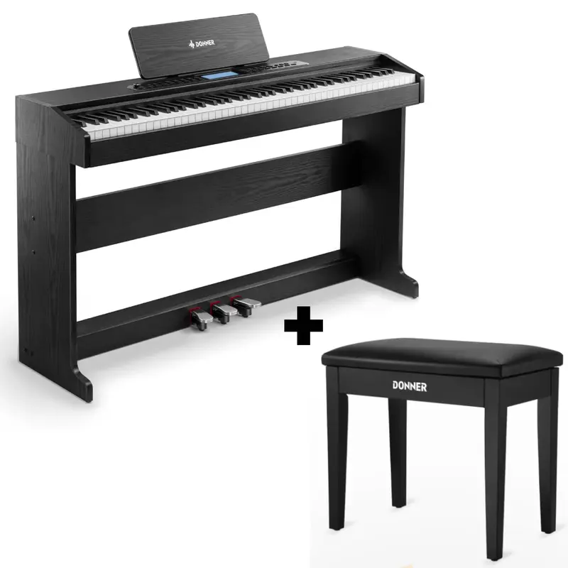 Donner DDP-95 Weighted Upright Digital Piano - Black / Piano+Bench