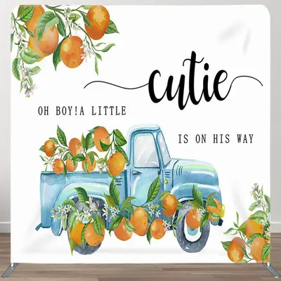 Cutie Is On His Way Fabric Backdrop Cover for Baby Shower - Aperturee