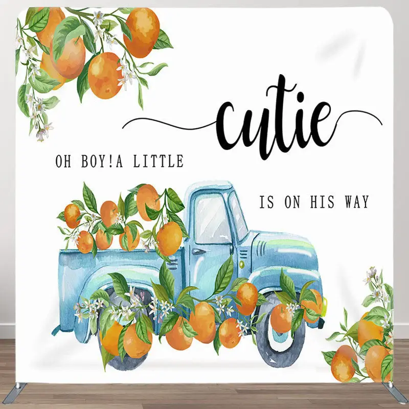 Cutie Is On His Way Fabric Backdrop Cover for Baby Shower - Aperturee
