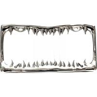 Universal Metal Shark Tooth Teeth Jaws License Plate Frame Cool Design For Any Vehicle (Chrome)