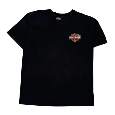 Wisconsin Harley Davidson Graphic T-Shirt - Medium Black Cotton