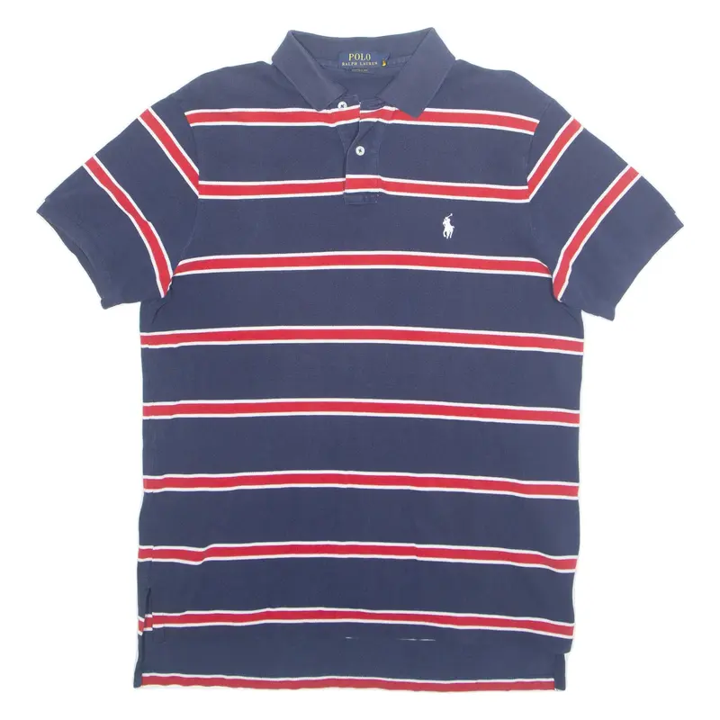 POLO RALPH LAUREN Mens Polo Shirt Blue Striped L