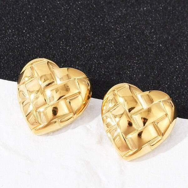 304 Stainless Steel Textured Stud Earrings