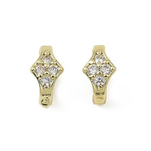 Brass Micro Pave Clear Cubic Zirconia Fold Over Clasps