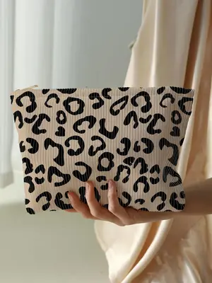 Fashion Leopard Pattern Makeup Bag, Lightweight Multi-functional Makeup Bag, Casual Trendy Versatile Cosmetic Bag