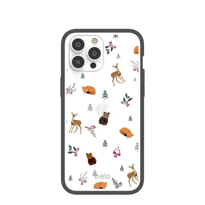 Clear Winter Woodland iPhone 14 Pro Max Case With Black Ridge