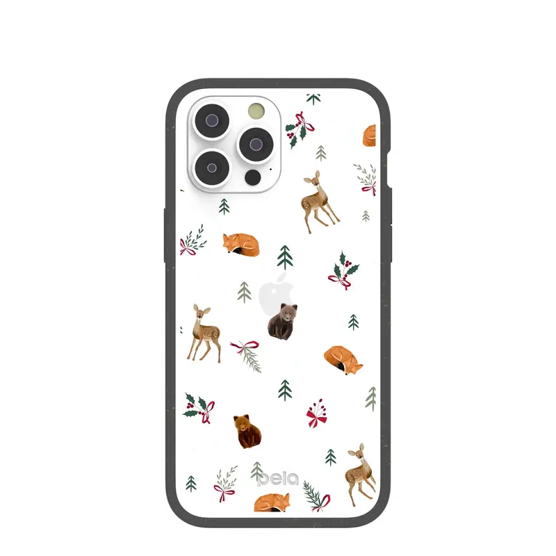 Clear Winter Woodland iPhone 14 Pro Max Case With Black Ridge