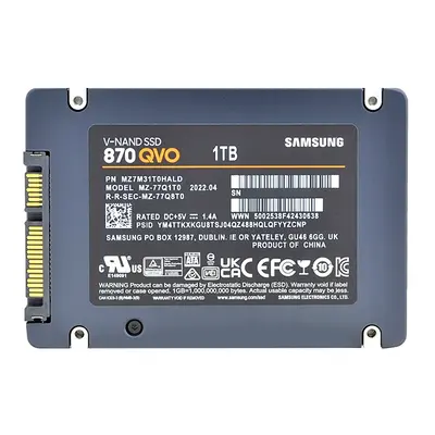MZ-77Q1T0B/CN Samsung 870 QVO Series 1TB 2.5-inch 6GB/s SATA 1GB Cache V-NAND 4bit MLC (QLC) Solid State Drive
