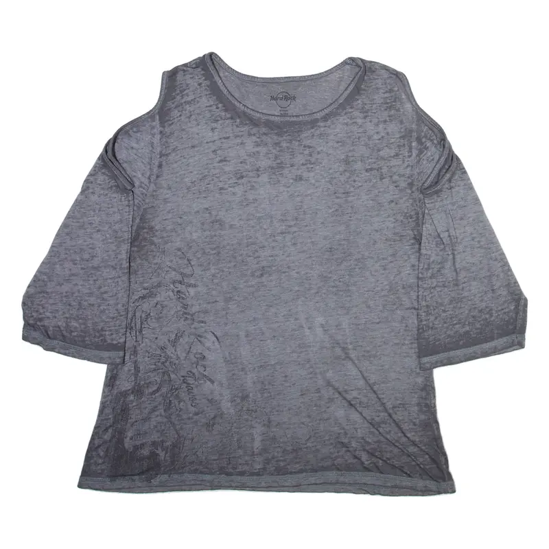 HARD ROCK CAFE Womens T-Shirt Grey 3/4 Sleeve M