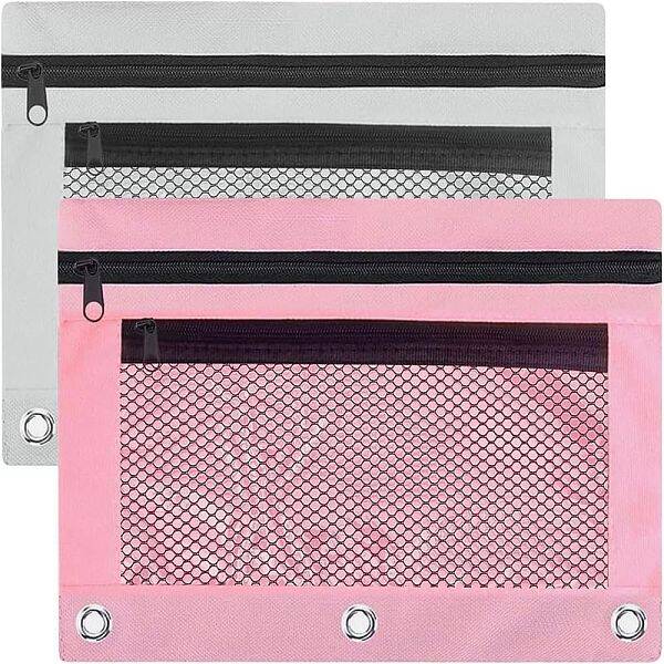 4Pcs 2 Colors Rectangle Polyester Mesh Pen Bags