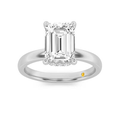 Laura Secret Halo Emerald Cut Lab Grown Diamond Engagement Ring | 10K White Gold 4 CT. TW.
