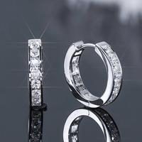 [Unisex]Moissanite Hoop Earrings Huggie Earrings VVS1 D Color Synthetic Moissanite Jewelry Perfect Birthday Mother’s Day Gi...