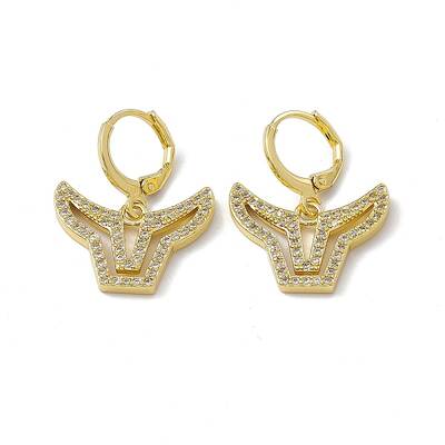 Clear Cubic Zirconia Ox Dangle Leverback Earrings