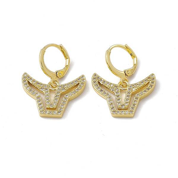Clear Cubic Zirconia Ox Dangle Leverback Earrings