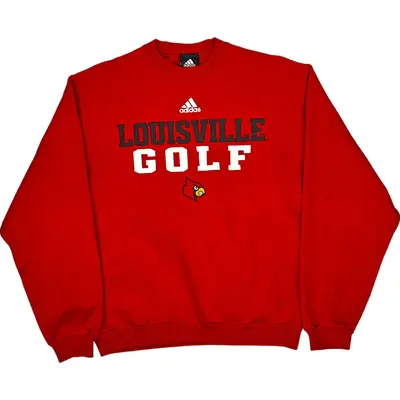 Adidas Louisville Golf Sweatshirt - Small - Red Cotton Blend