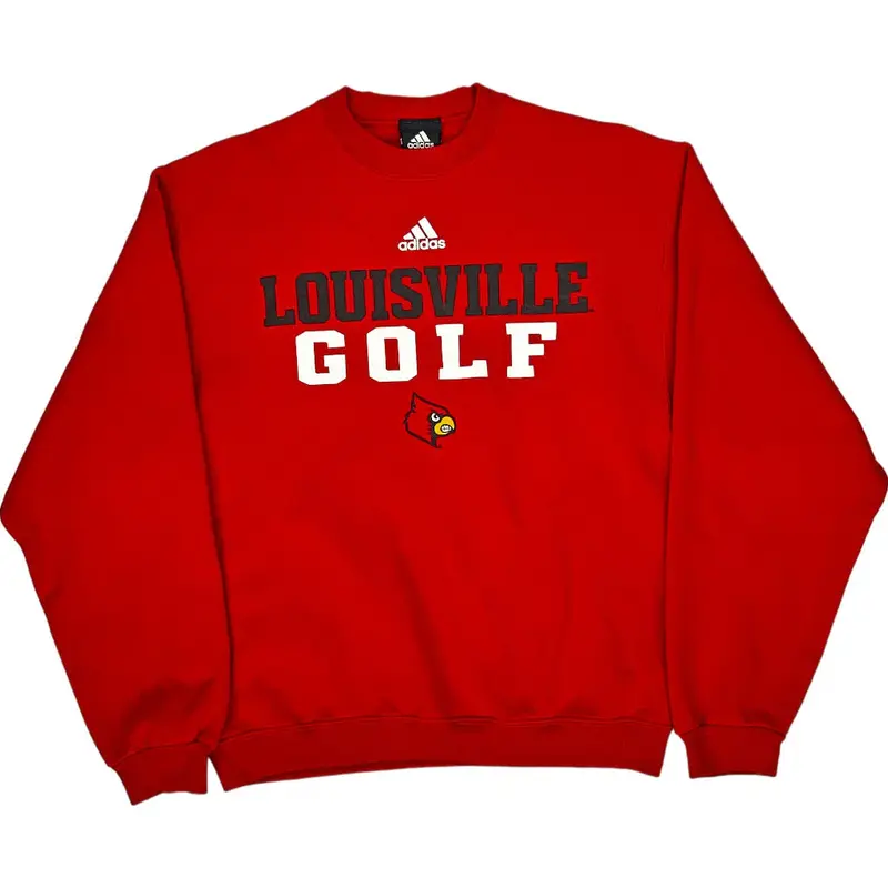 Adidas Louisville Golf Sweatshirt - Small - Red Cotton Blend