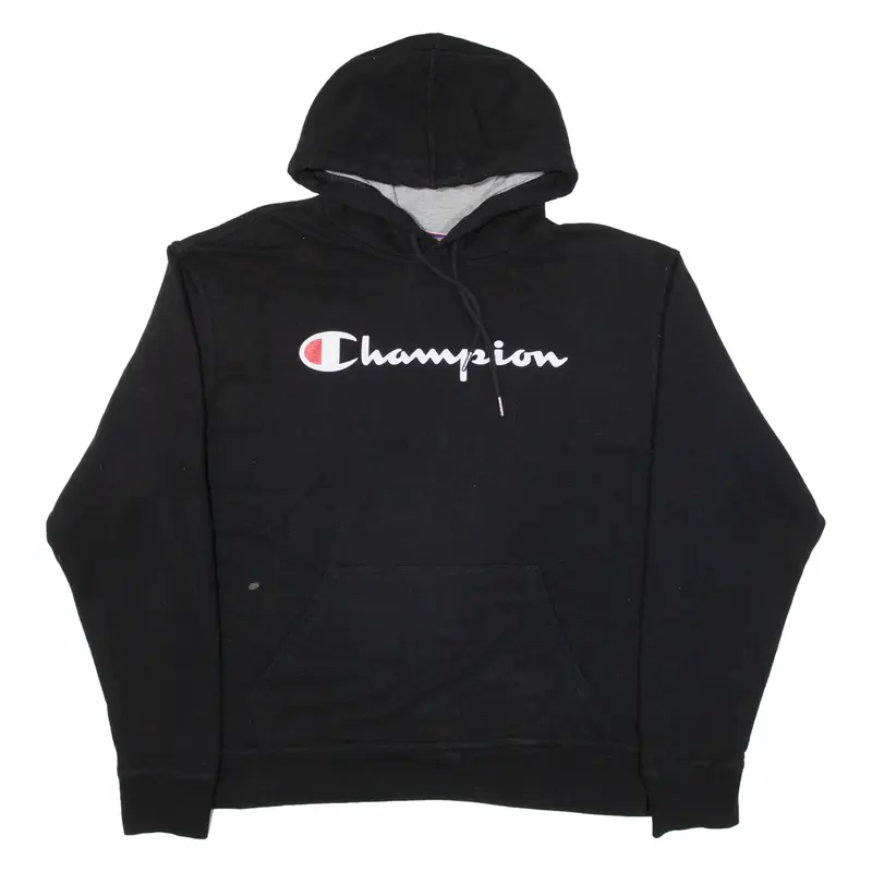CHAMPION Mens Black Hoodie L