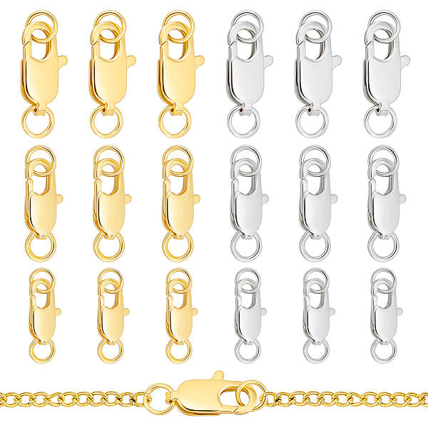 24Pcs 6 Styles Brass Lobster Claw Clasps