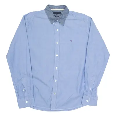 TOMMY HILFIGER Mens Plain Shirt Blue Long Sleeve L