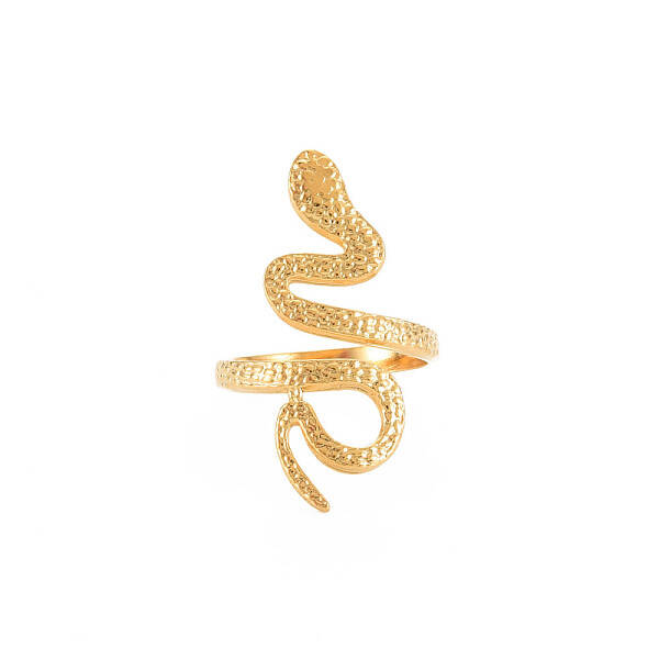 Ion Plating(IP) 304 Stainless Steel Snake Wide Open Cuff Ring for Women