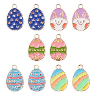 10Pcs 5 Style Zinc Alloy Enamel Pendants