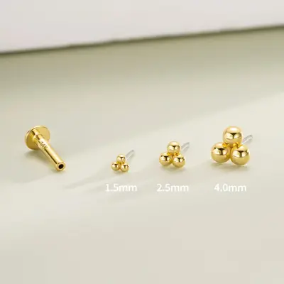 14K Gold Beads Threadless Helix Stud - 14K Top Only / 4.0mm
