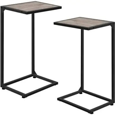 2 Packs Nightstand, End Table with Charging Stand, 2-Tier Side Table with Drawers and Storage Shelves, Rustic Nightstand for ...