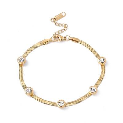 Crystal Rhinestone Beaded Herringbone Chain Bracelet