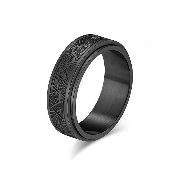 Eye Pattern Stainless Steel Rotating Finger Ring