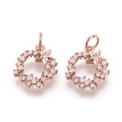 Brass Micro Pave Cubic Zirconia Charms