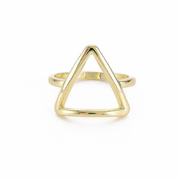 Hollow Triangle Rack Plating Alloy Wide Band Rings