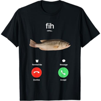 Fih Calling Remind me Message Decline Accept Phone Call Fish T-Shirt Menswear Top