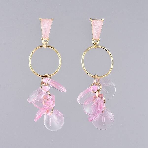 Glass Cluster Beads Dangle Ear Studs