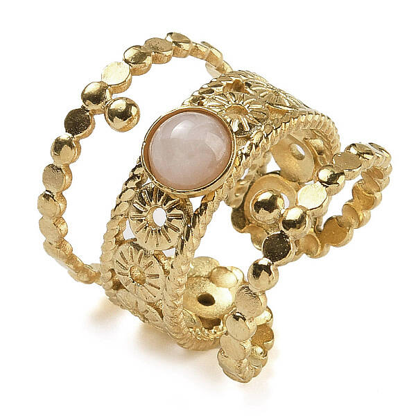 Natural Rose Quartz Finger Rings